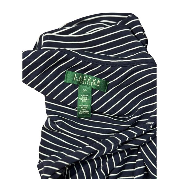 Lauren Ralph Lauren Mock Neck Blue White Striped Dress Sleeveless Women Size 2P - Picture 5 of 12